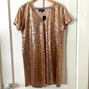 NWT XL Lulu’s Gold Sequin Mini Dress
